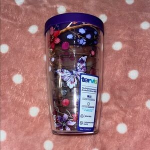 Tervis Watercolor Brand Purple Butterfly Insulated Tumbler 16 oz NWT